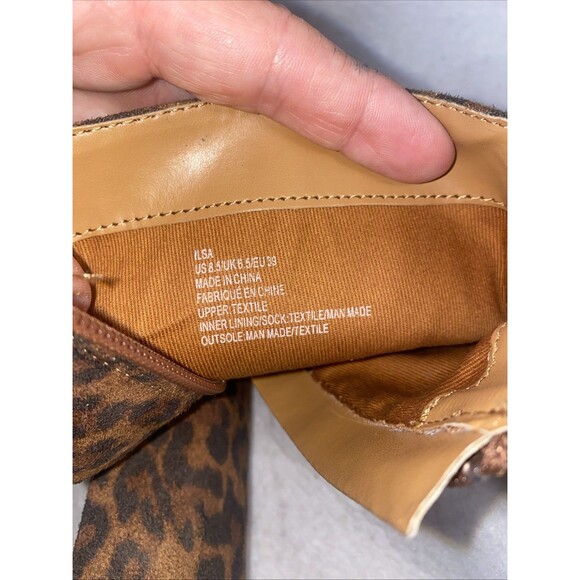 LEOPARD Chunky High Heel Boots 8.5 Spice Girls 70s Y2K Disco Rave Club 90s JF - Picture 7 of 8